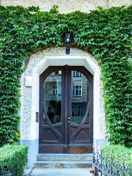 Vista Frontale Della Vecchia Porta Ingresso Con Passerella — Foto Stock