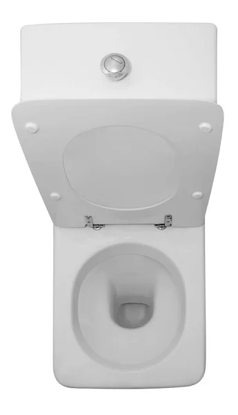 Белая Керамическая Миска Туалет Изолирован Белом Фоне Обрезка Дорожки Включены — стоковое фото
