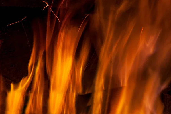 Blaze Fire Flame Texture Black Background — Stock Photo, Image