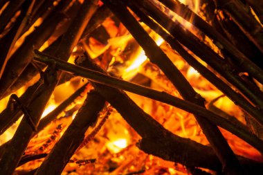 Şöminede yanan odunların arka planı