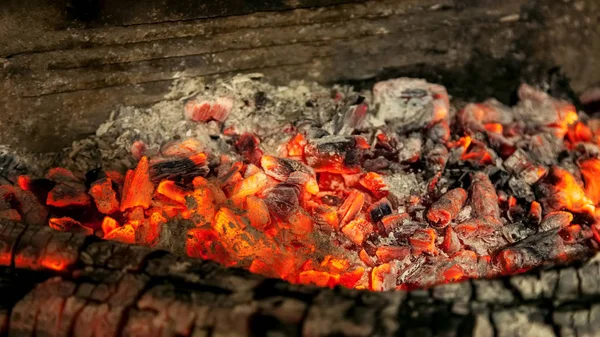 Brûler Bois Chauffage Dans Cheminée Gros Plan Texture Feu Flamme — Photo