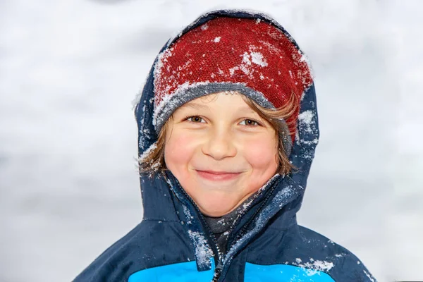 Närbild Porträtt Pojke Vinter — Stockfoto