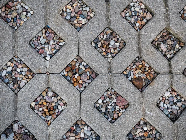 Pavimento Concreto Azulejo Texturizado Fundo Seixos Meio Padrão Quadrado — Fotografia de Stock