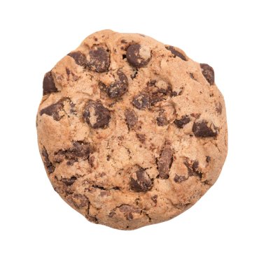 Beyaz arkaplanda izole edilmiş çikolatalı kurabiye