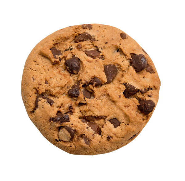 Chocolate chip cookie isolated on white background