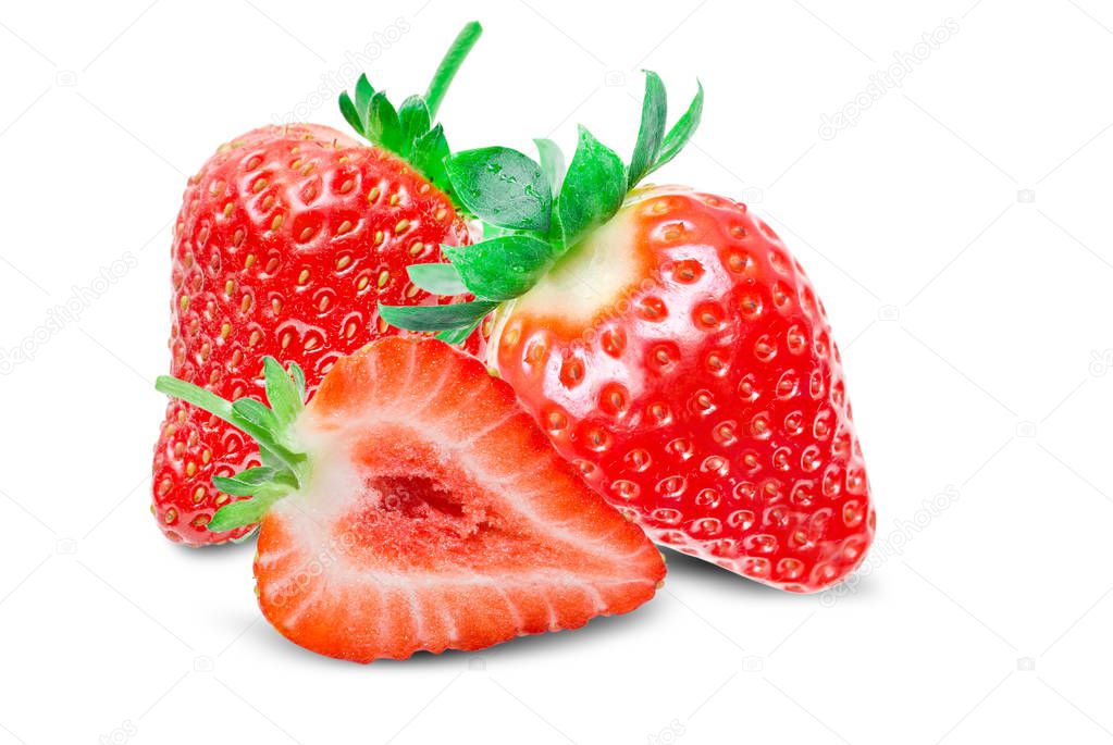 Fresh strawberry fruit isolated on white background