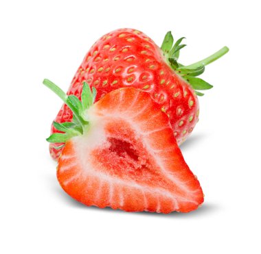 Beyaz arkaplanda izole edilmiş taze çilek meyvesi