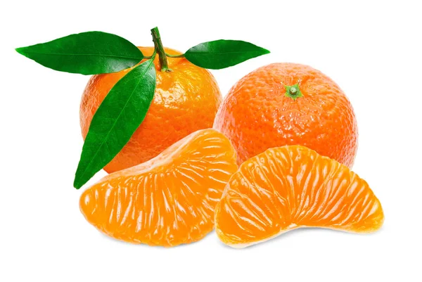 Juicy Orange Tangerine Isolated White Background — Stock Photo, Image
