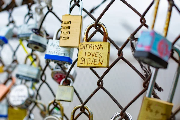 Novos Orleans Louisiana Janeiro 2019 Fechaduras Amor Com Fechadura Que — Fotografia de Stock