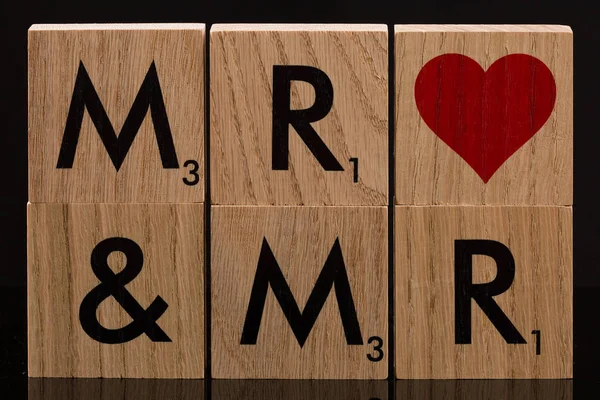 Mister y Mister Bloque de Madera TIles — Foto de Stock