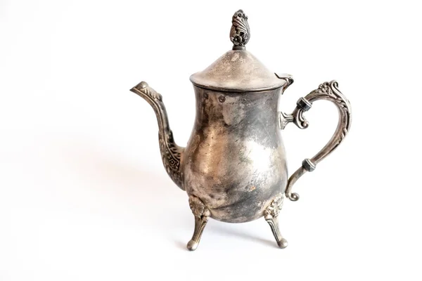 Антикварное Серебро Антикварный Чайник — стоковое фото
