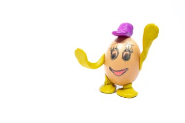 Egg.Funny yumurta. Yüzlerine yumurta yumurta gülümsüyor