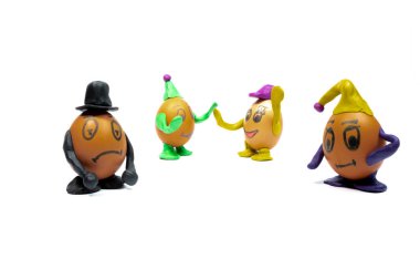 Egg.Funny yumurta. Yüzlerine yumurta yumurta gülümsüyor