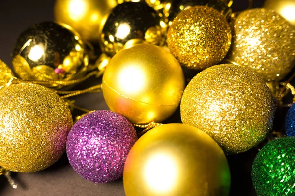 Glittering Christmas balls, close up view