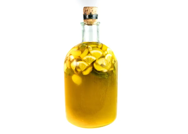 Bebida Limón Botella Vieja Aislada Sobre Fondo Blanco —  Fotos de Stock