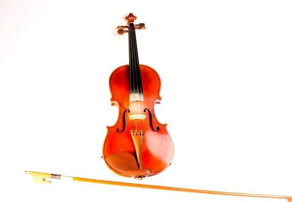 One Brown Violin Fiddlestick White Background — Stock Photo, Image