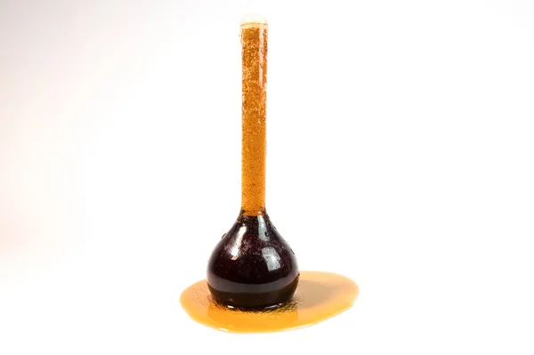 Líquido Espumoso Negro Tubo Ensayo Bebida Espumosa Negra — Foto de Stock