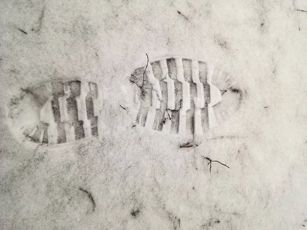 Menschliche Fußabdrücke Schnee Fußabdrücke Schnee — Stockfoto