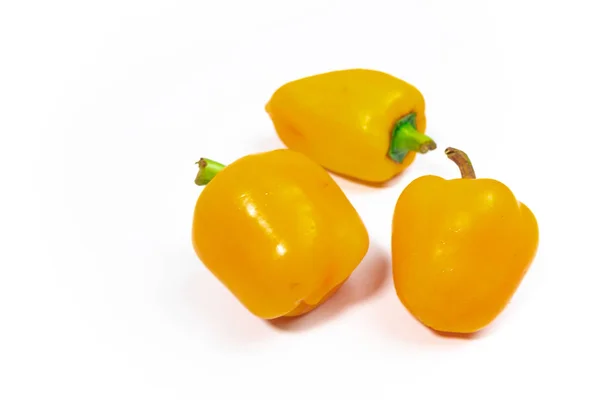 Three Yellow Bell Peppers White Background — Stock Photo, Image