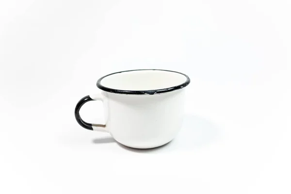 Порожня Біла Металева Чашка Білому Тлі — стокове фото
