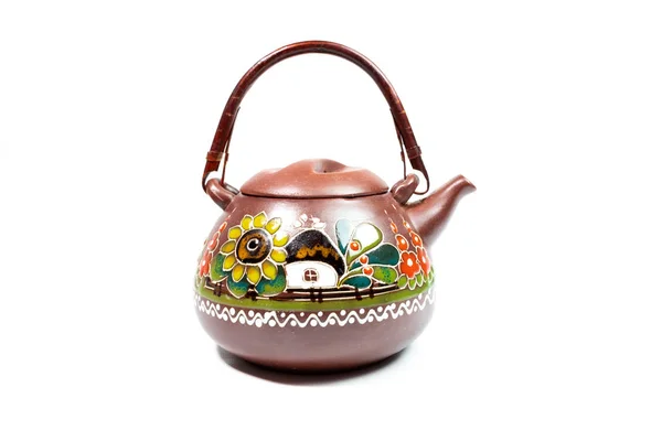 Brown Teapot Pattern White Background — Stock Photo, Image