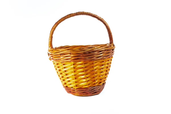 Beautiful Wicker Basket Isolated White Background — Stock Photo, Image