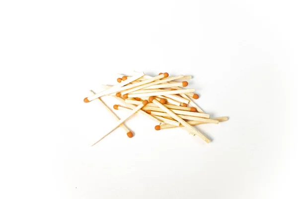 Pile Wooden Matches White Background — Stock Photo, Image