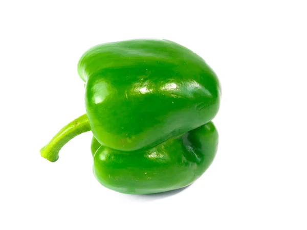 Groene Paprika Geïsoleerd Witte Achtergrond — Stockfoto