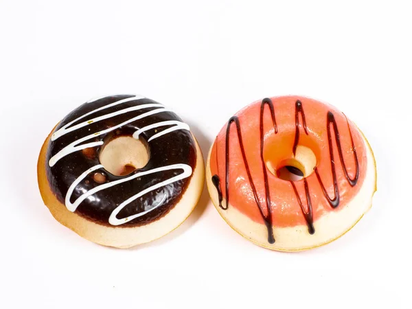 Smakelijke Donuts Witte Achtergrond — Stockfoto