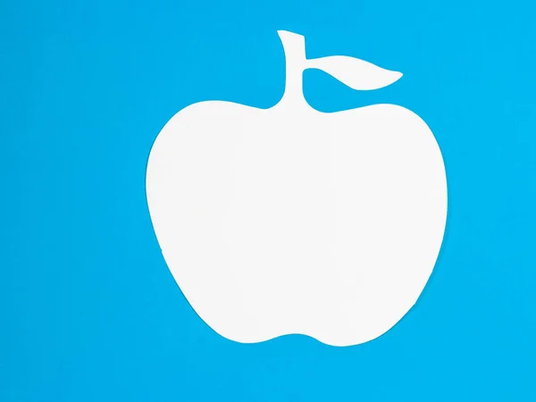 Vit Apple Blå Bakgrund Apple Emblem — Stockfoto