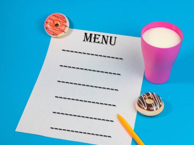 kafe ve restoranlar, notları ve notlar için bir sayfa için menüler