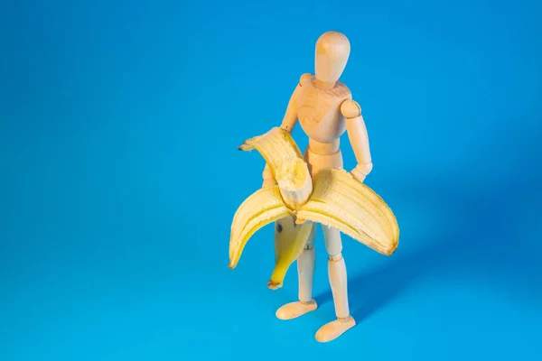 Банан Голубом Фоне Банановая Кожура — стоковое фото