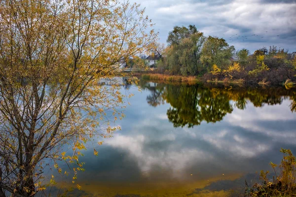 Paysage Avec Une Rivière Une Rivière Différents Moments Année — Photo