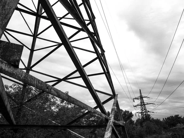 Estruturas Metálicas Linhas Eléctricas Fios Eléctricos — Fotografia de Stock