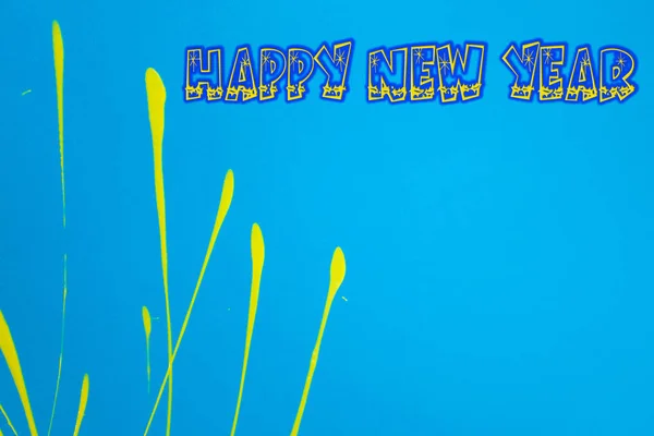 Frohes Neues Jahr Grußkarte Auf Blauem Hintergrund — Stockfoto