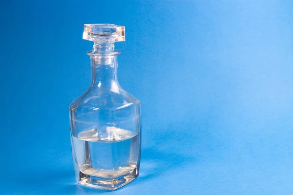 Glass Bottle Liquid Blue Background — Stock Photo, Image