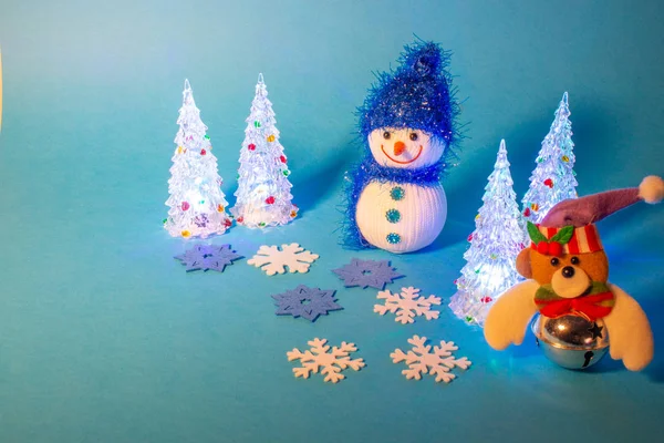 Kerstdecoraties Geschenken Kerstboom Sneeuwvlokken — Stockfoto