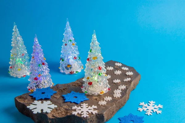 Weihnachtsdekoration Und Geschenke Weihnachtsbaum Und Schneeflocken — Stockfoto