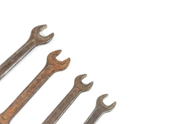 Old Rusty Spanners White Background Wrench Repair — Stock Photo, Image