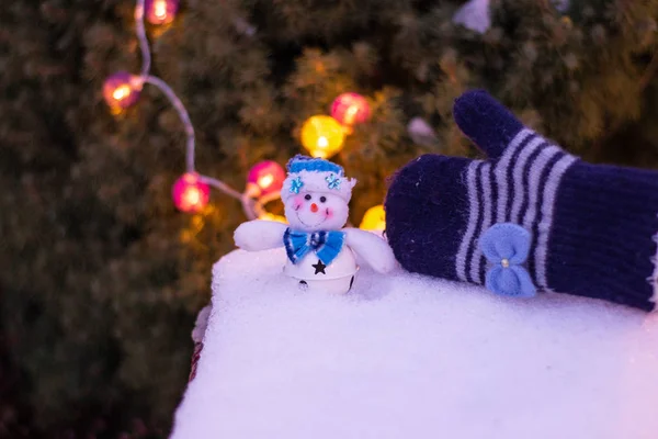 Malé Krásné Sněhulák Zimní Palčáky — Stock fotografie