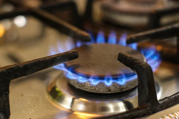 Gas Stove Blue Fire Gas Burner — Stock Photo, Image