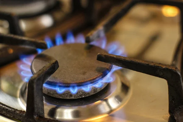 Gas Stove Blue Fire Gas Burner — Stock Photo, Image