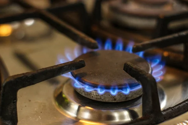 Gas Stove Blue Fire Gas Burner — Stock Photo, Image