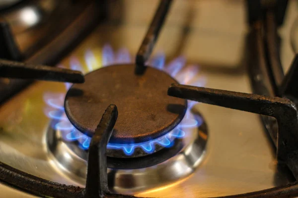 Gas Stove Blue Fire Gas Burner — Stock Photo, Image