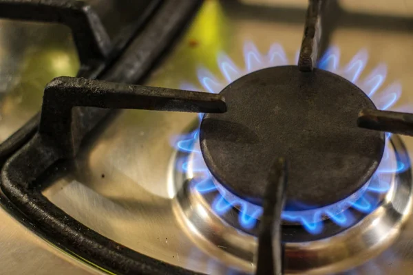 Gas Stove Blue Fire Gas Burner — Stock Photo, Image