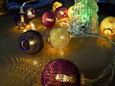 çok renkli Noel ışıkları, kış tatil