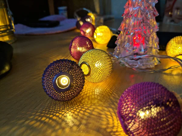 Luces Navidad Multicolores Vacaciones Invierno — Foto de Stock