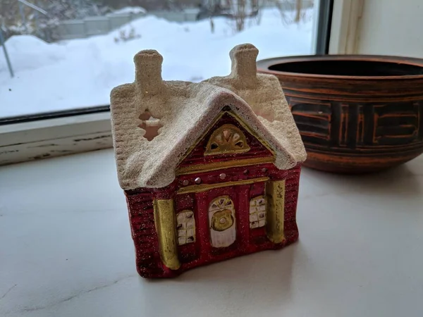 beautiful little toy house, toy house on the windowsill