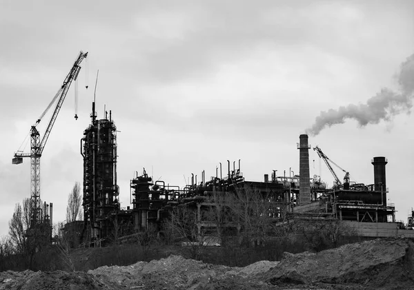 Van Fabriek Schoorstenen Roken Luchtverontreiniging — Stockfoto