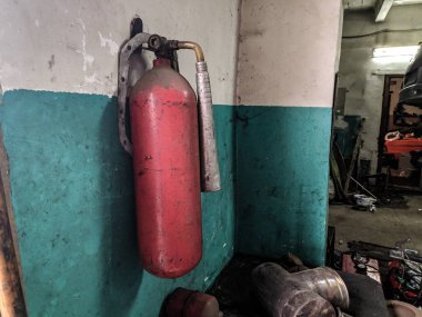 eski kırmızı yangın söndürücü duvar, yangın, güvenlik, yangın söndürme, atölye